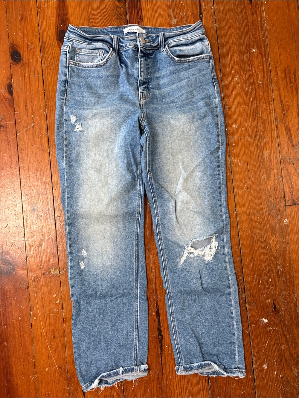 Flying Monkey Light Blue Distressed Straight Leg Jeans Size 29